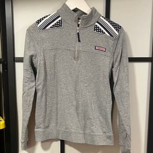 Vineyard Vines Womens Gray Cotton 1/4 Zip Mock Neck Sweatshirt Size Medium